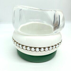 VINTAGE PLASTIC BANGLE SET White Green Clear Bracelet Lot Retro Mod Statement